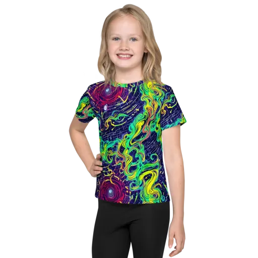 Neon Whirlwind on a Kids Crew Neck T-Shirt