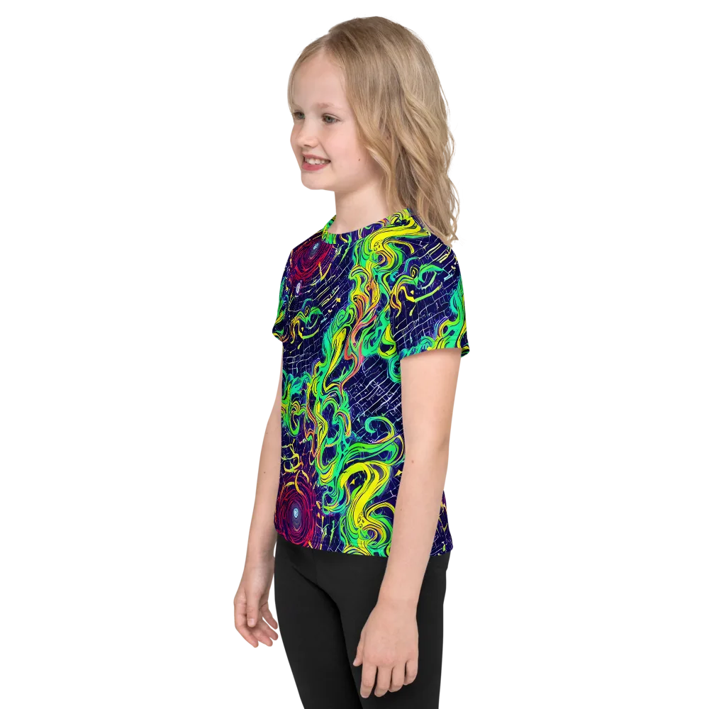 Neon Whirlwind on Kids Crew Neck T-Shirt — Left