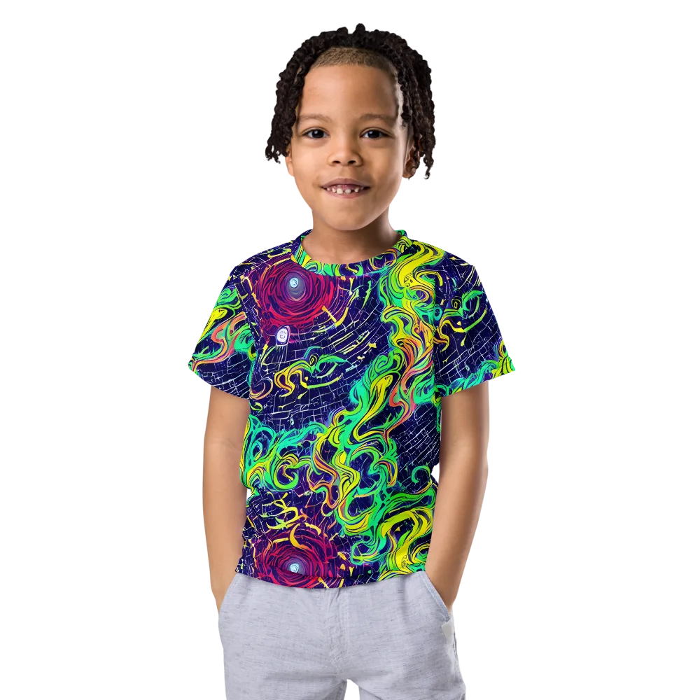 Neon Whirlwind on Kids Crew Neck T-Shirt — Front