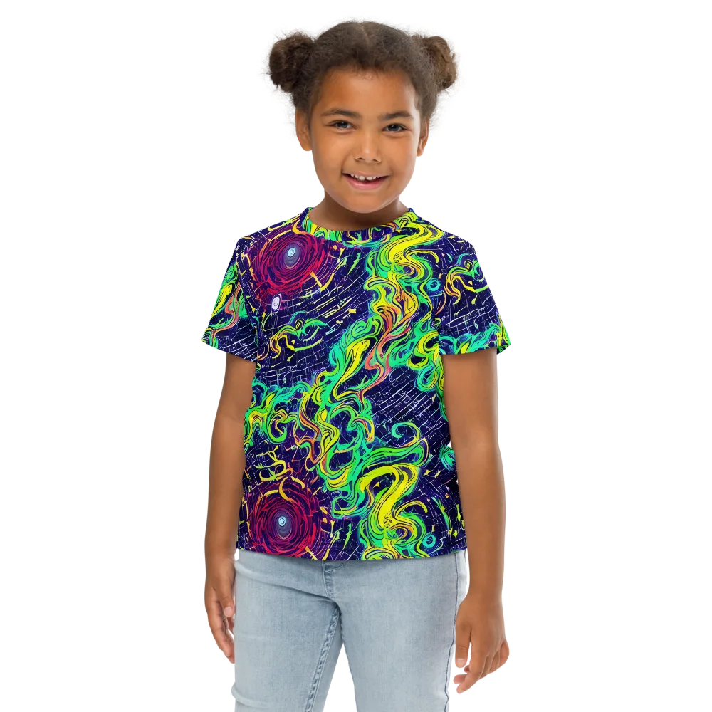 Neon Whirlwind on Kids Crew Neck T-Shirt — Front
