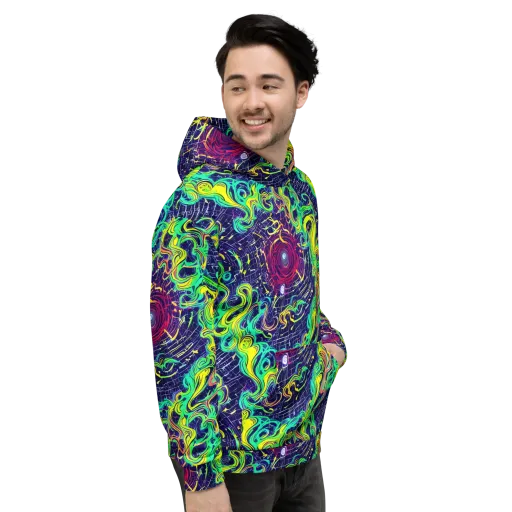 Neon Whirlwind on a Hoodie