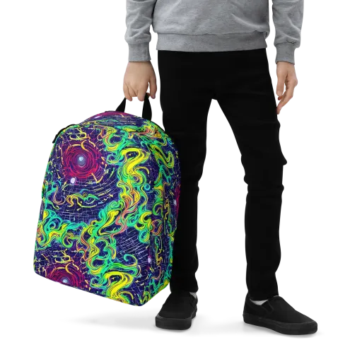 Neon Whirlwind on a Minimalist Backpack