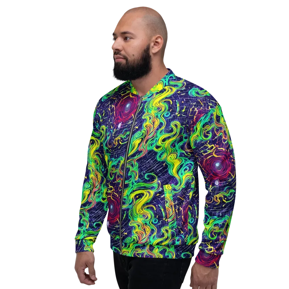 Neon Whirlwind on Bomber Jacket — Left