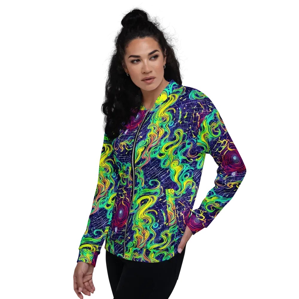Neon Whirlwind on Bomber Jacket — Left