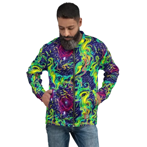 Neon Whirlwind on a Bomber Jacket