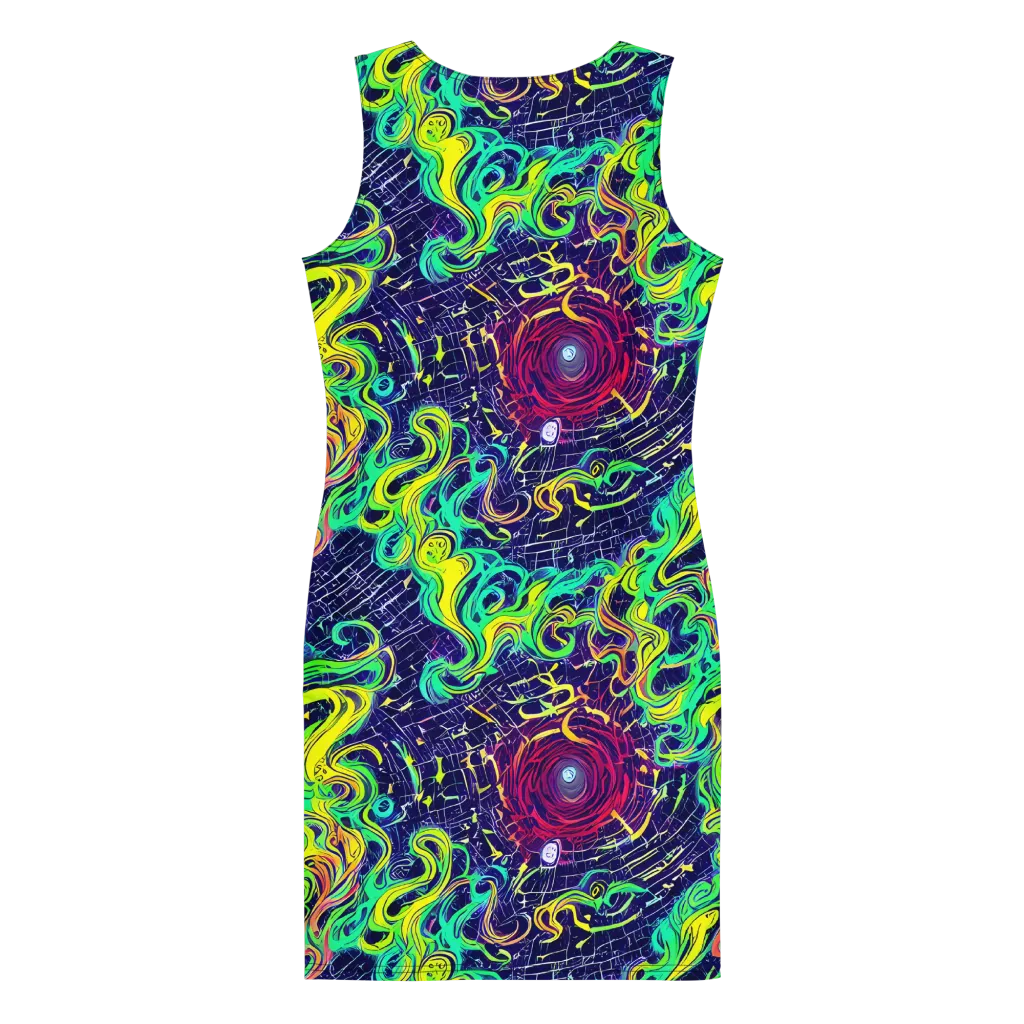 Neon Whirlwind on Bodycon Dress — Back