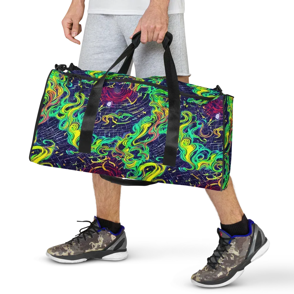 Neon Whirlwind on Duffle Bag — Front