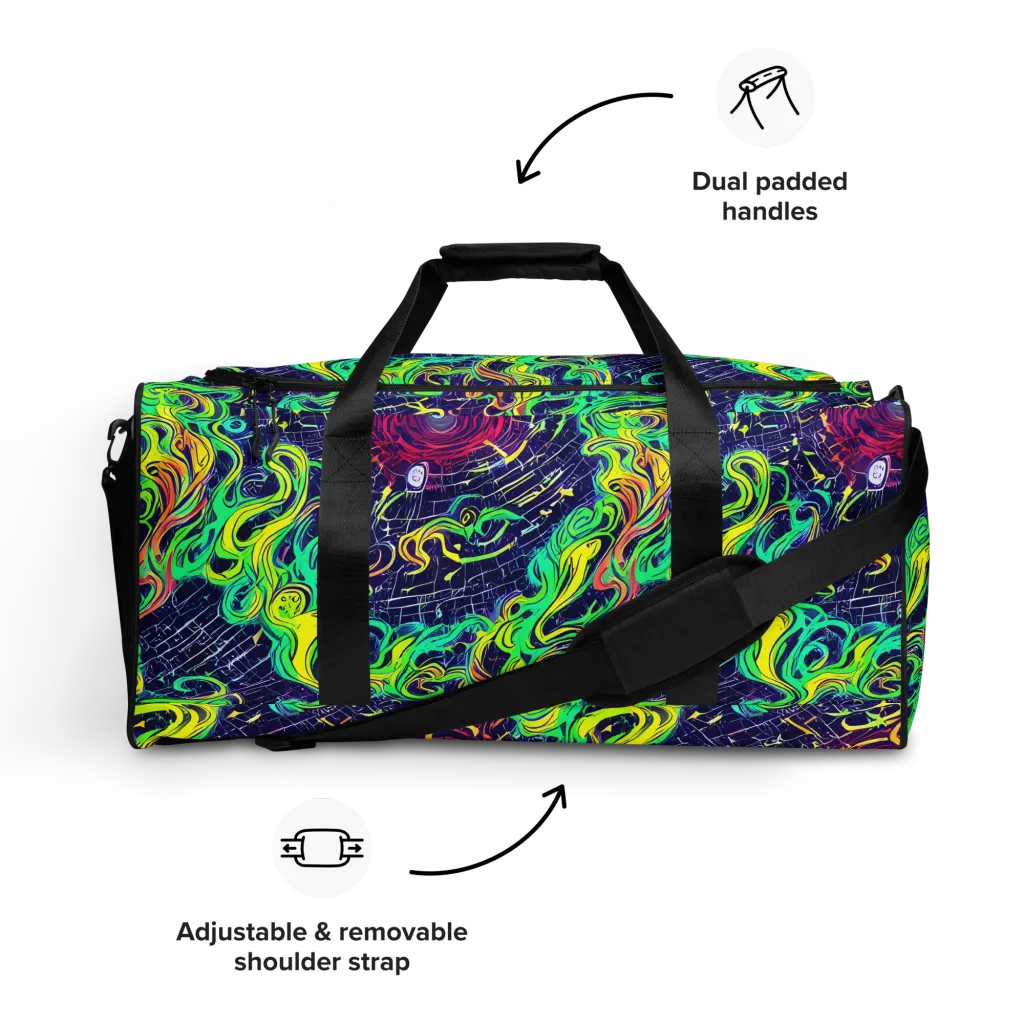 Neon Whirlwind on Duffle Bag — Front