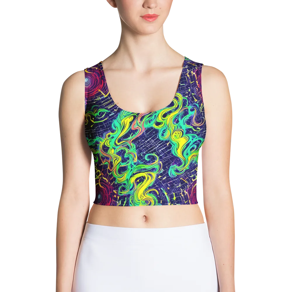 Neon Whirlwind on Crop Top — Front