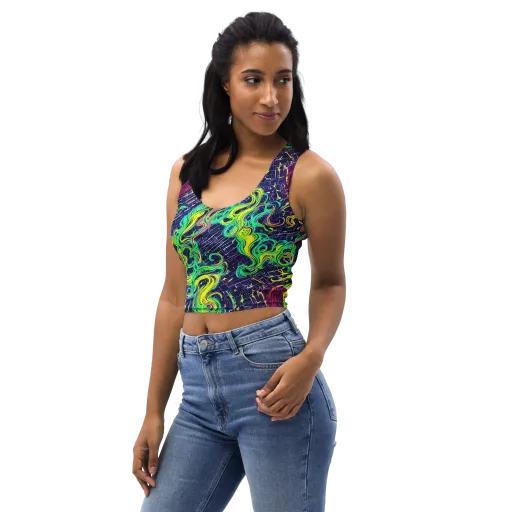 Neon Whirlwind on a Crop Top