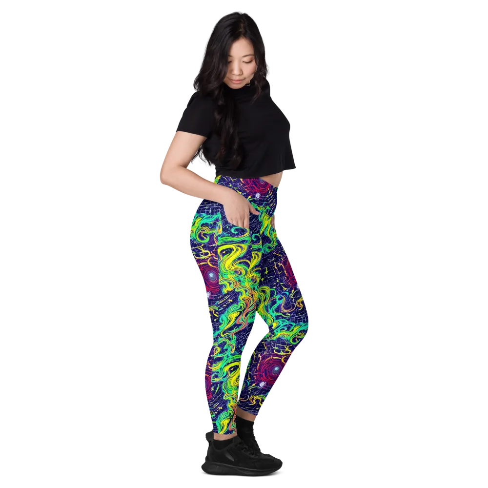 Neon Whirlwind on Leggings with Pockets — Right