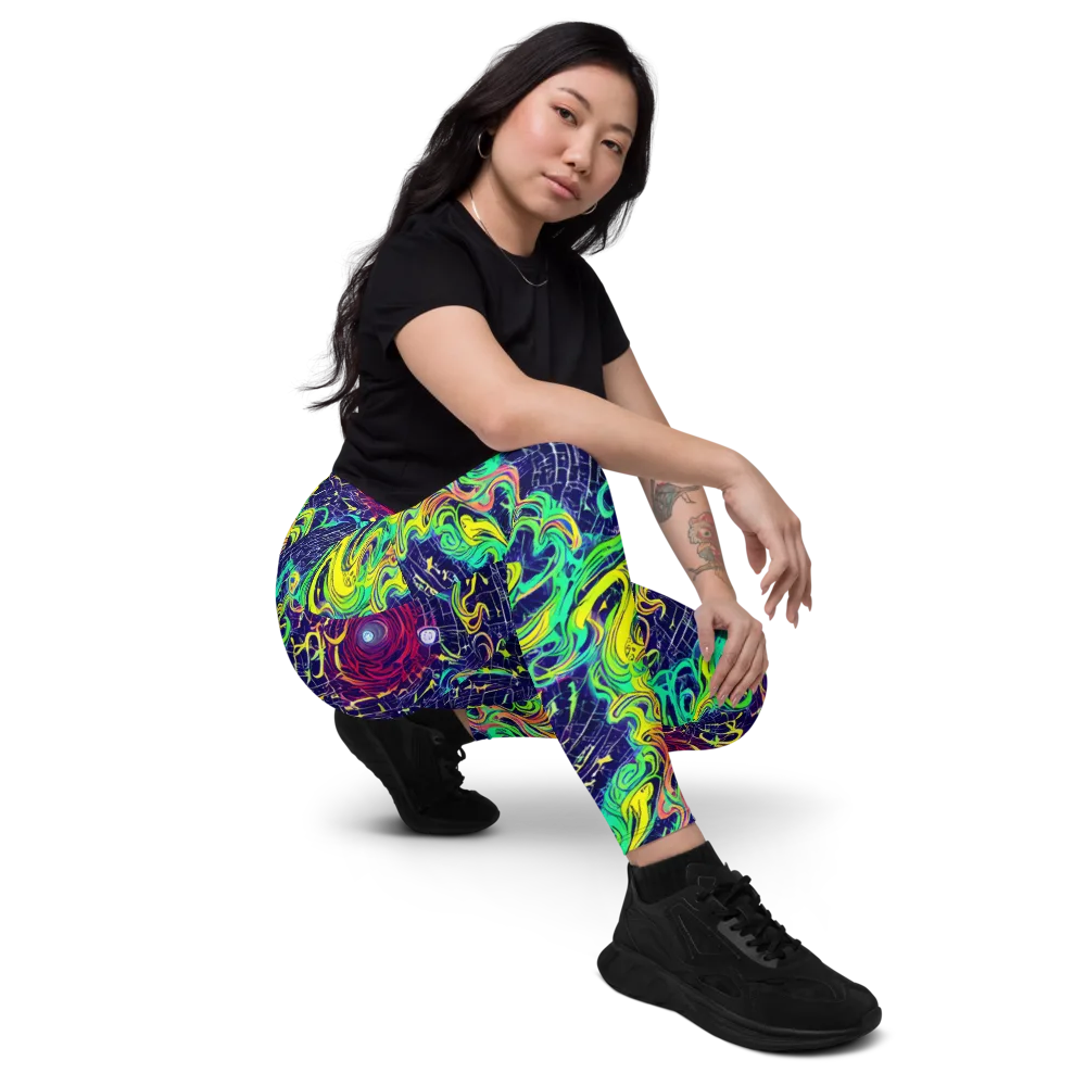 Neon Whirlwind on Leggings with Pockets — Right Front