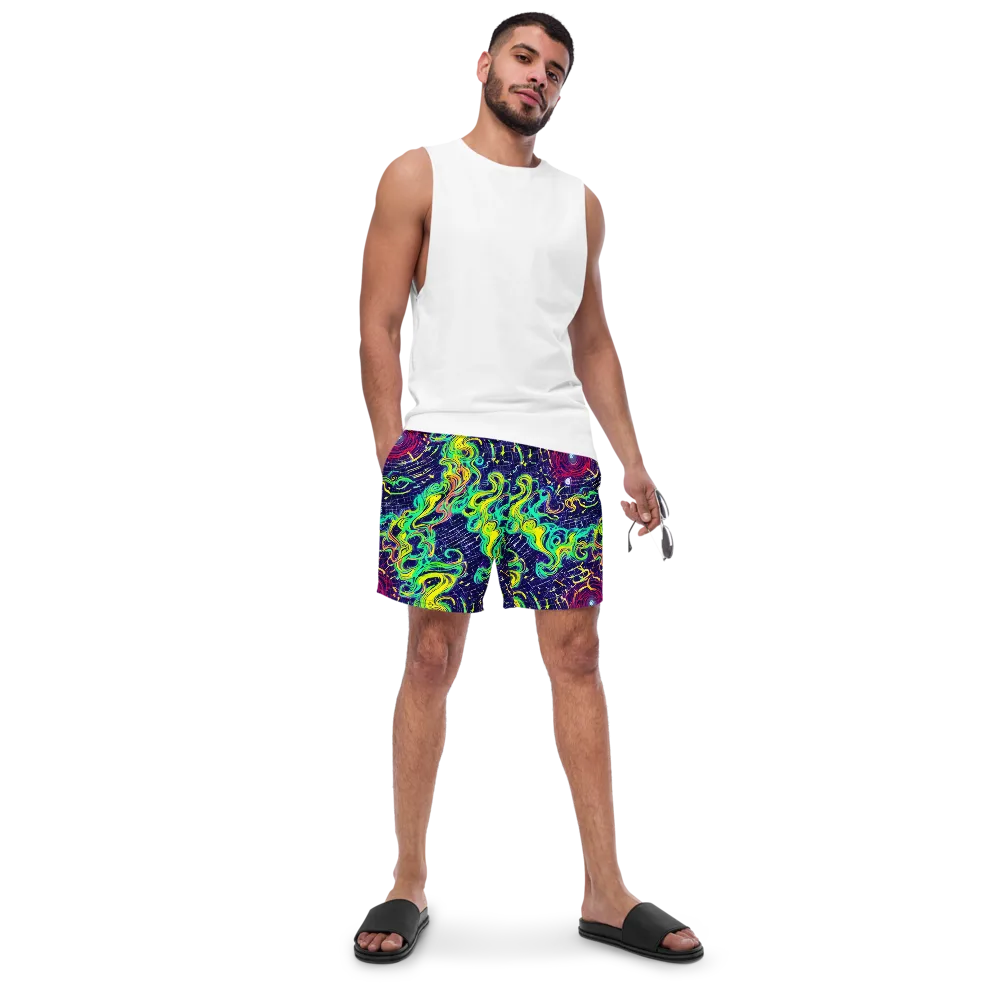 Neon Whirlwind on Swim Trunks — Front
