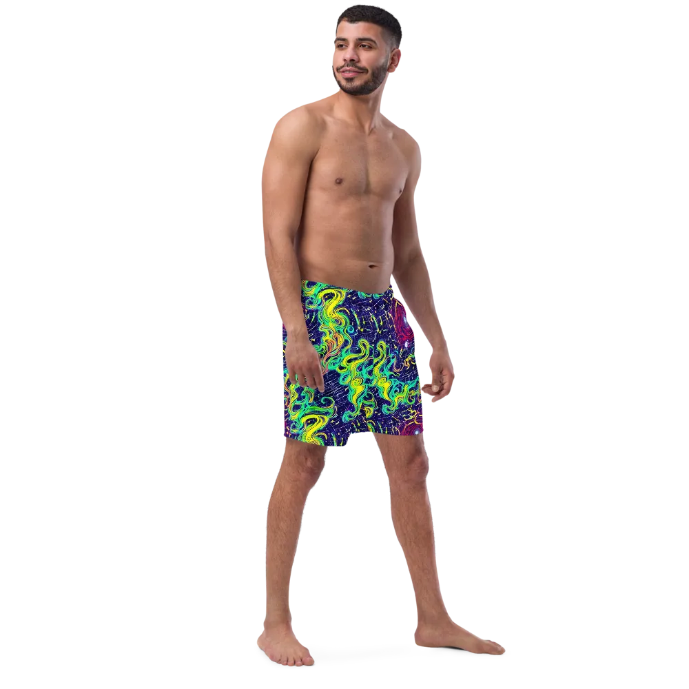 Neon Whirlwind on Swim Trunks — Right Front