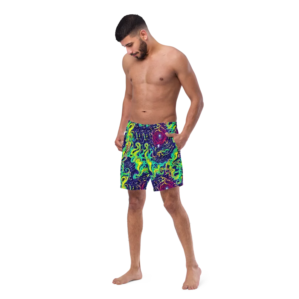 Neon Whirlwind on Swim Trunks — Left Front