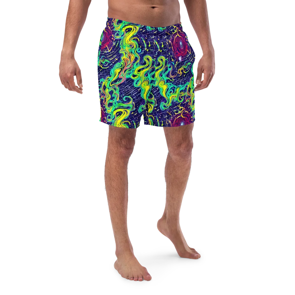 Neon Whirlwind on Swim Trunks — Front