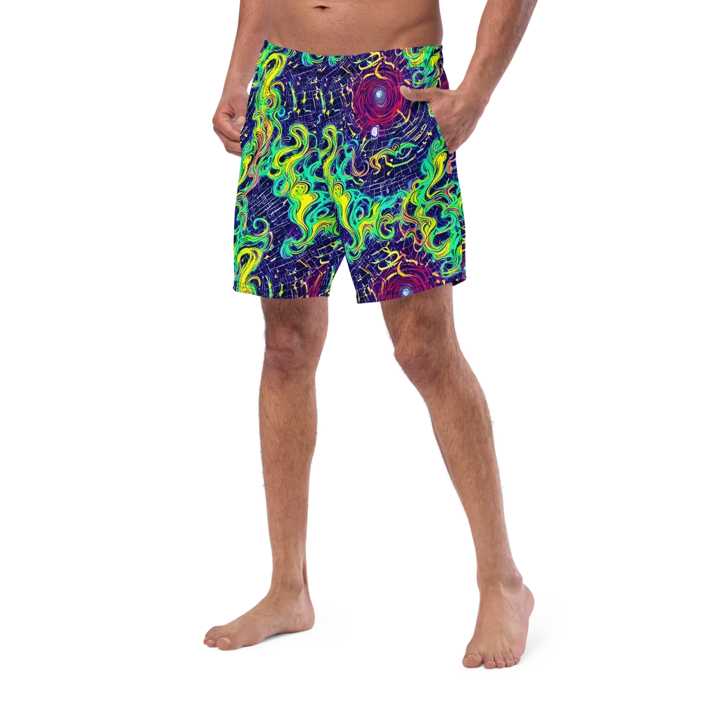 Neon Whirlwind on Swim Trunks — Left Front