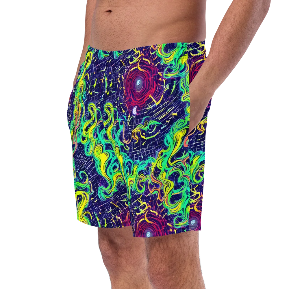 Neon Whirlwind on Swim Trunks — Left Front