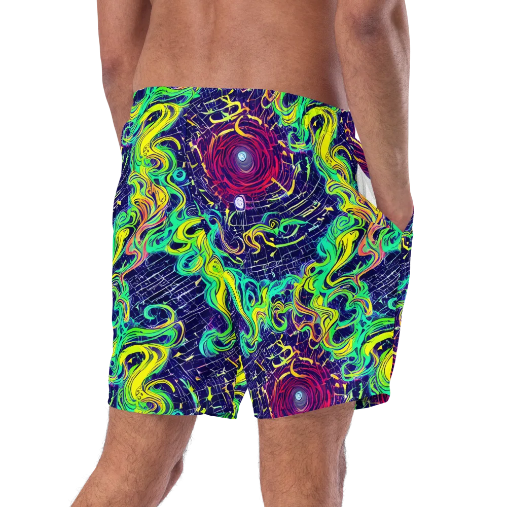 Neon Whirlwind on Swim Trunks — Right Back