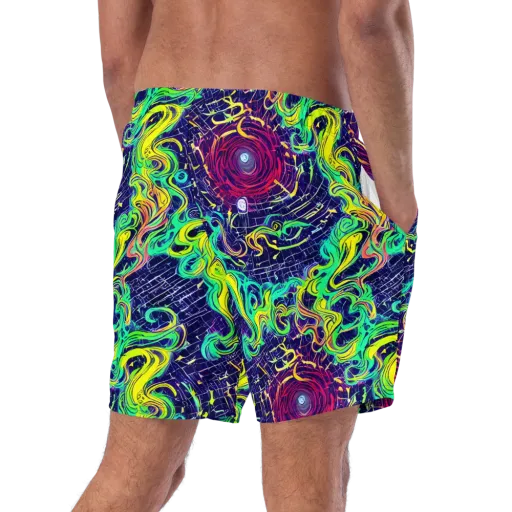 Neon Whirlwind on a Swim Trunks