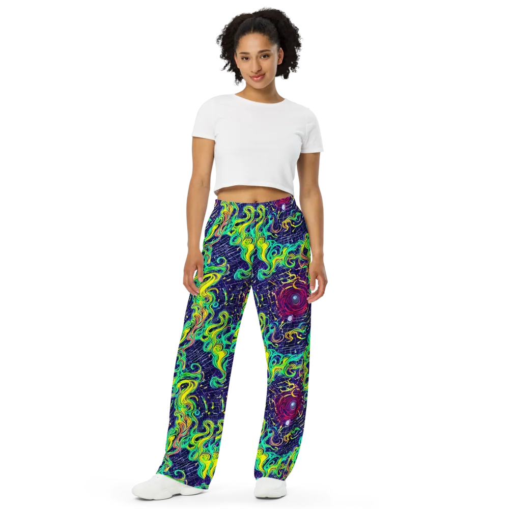 Neon Whirlwind on Wide-Leg Pants — Front