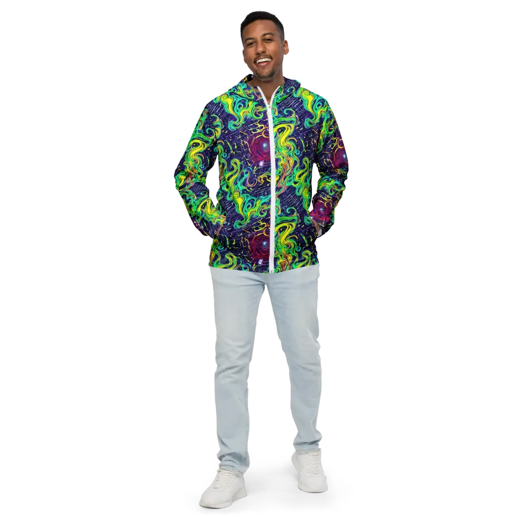 Neon Whirlwind on Men's Windbreaker — Front
