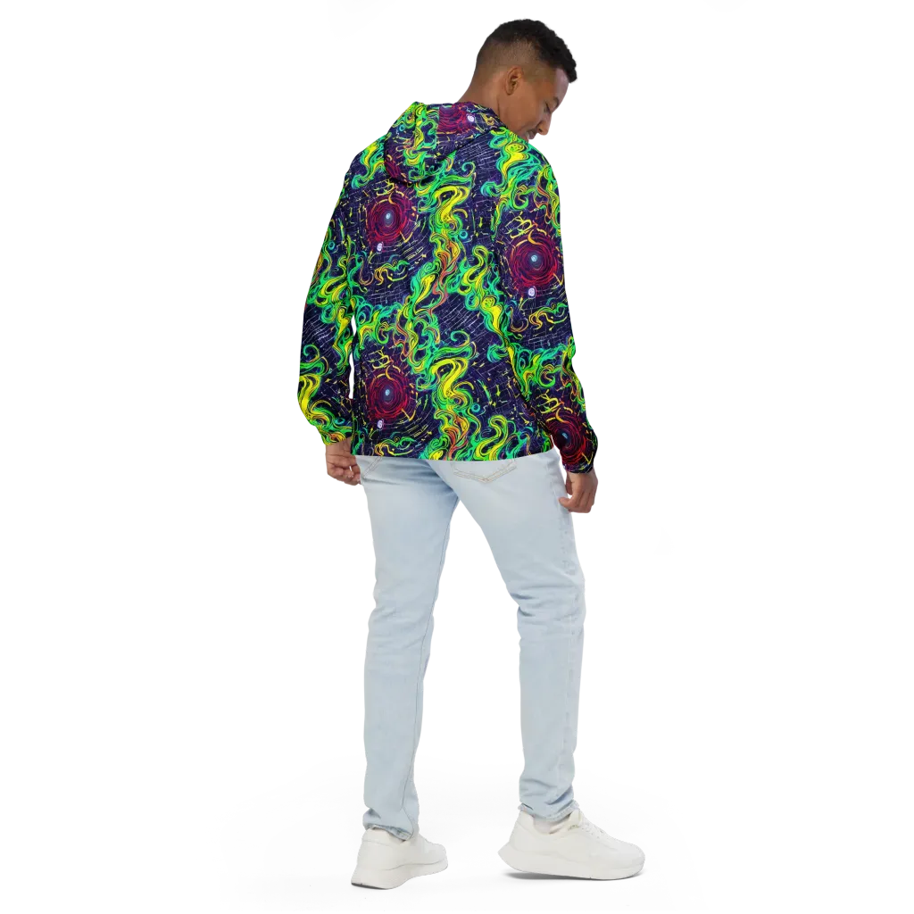 Neon Whirlwind on Men's Windbreaker — Back