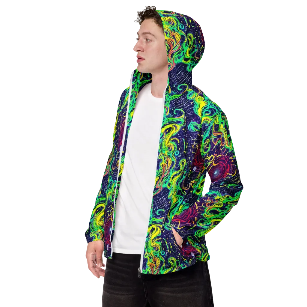 Neon Whirlwind on Men's Windbreaker — Left Front