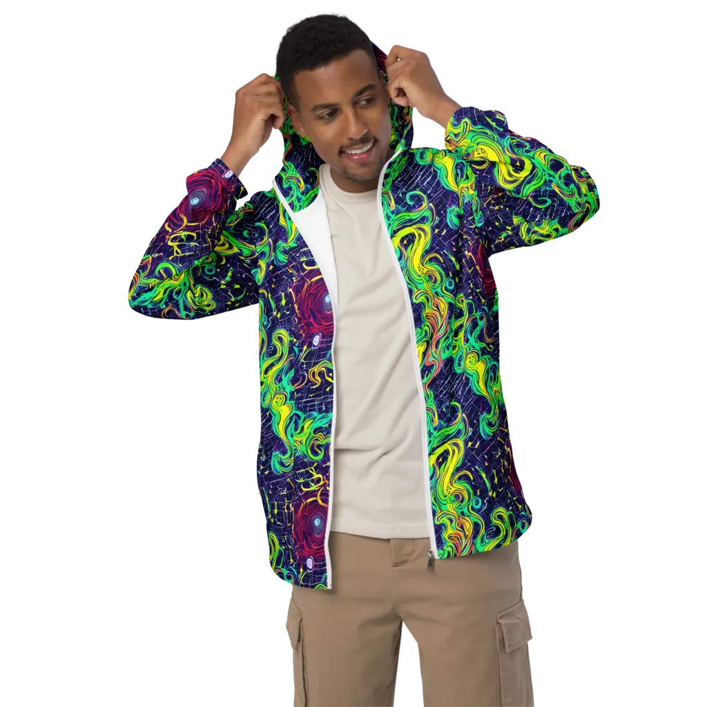 Neon Whirlwind on Men's Windbreaker — Front