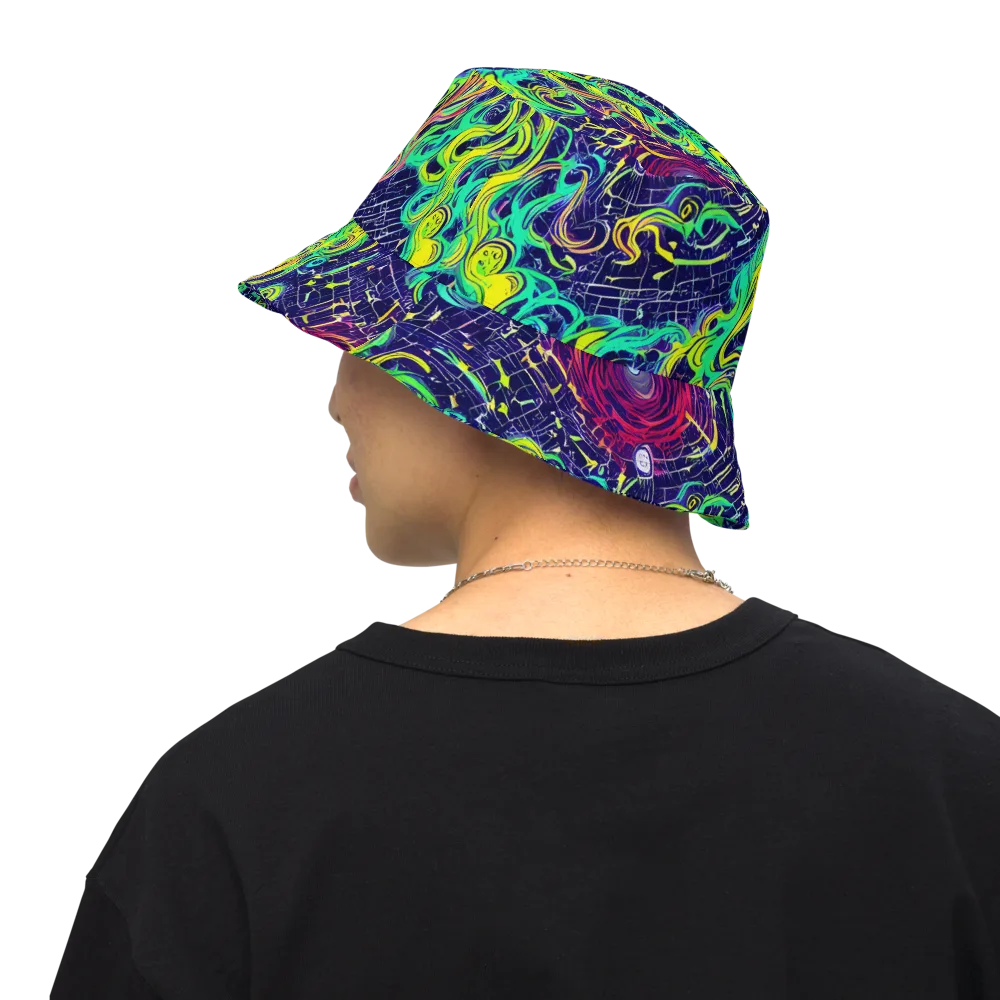 Neon Whirlwind on Reversible Bucket Hat — Back Inside