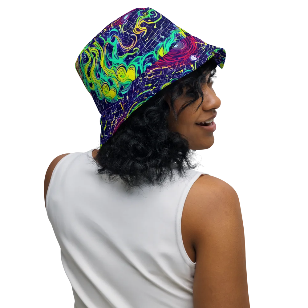 Neon Whirlwind on Reversible Bucket Hat — Right Outside