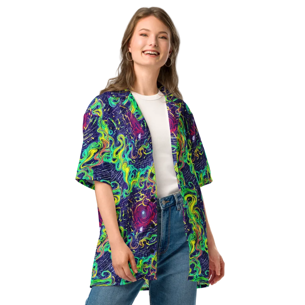Neon Whirlwind on Button Shirt — Front