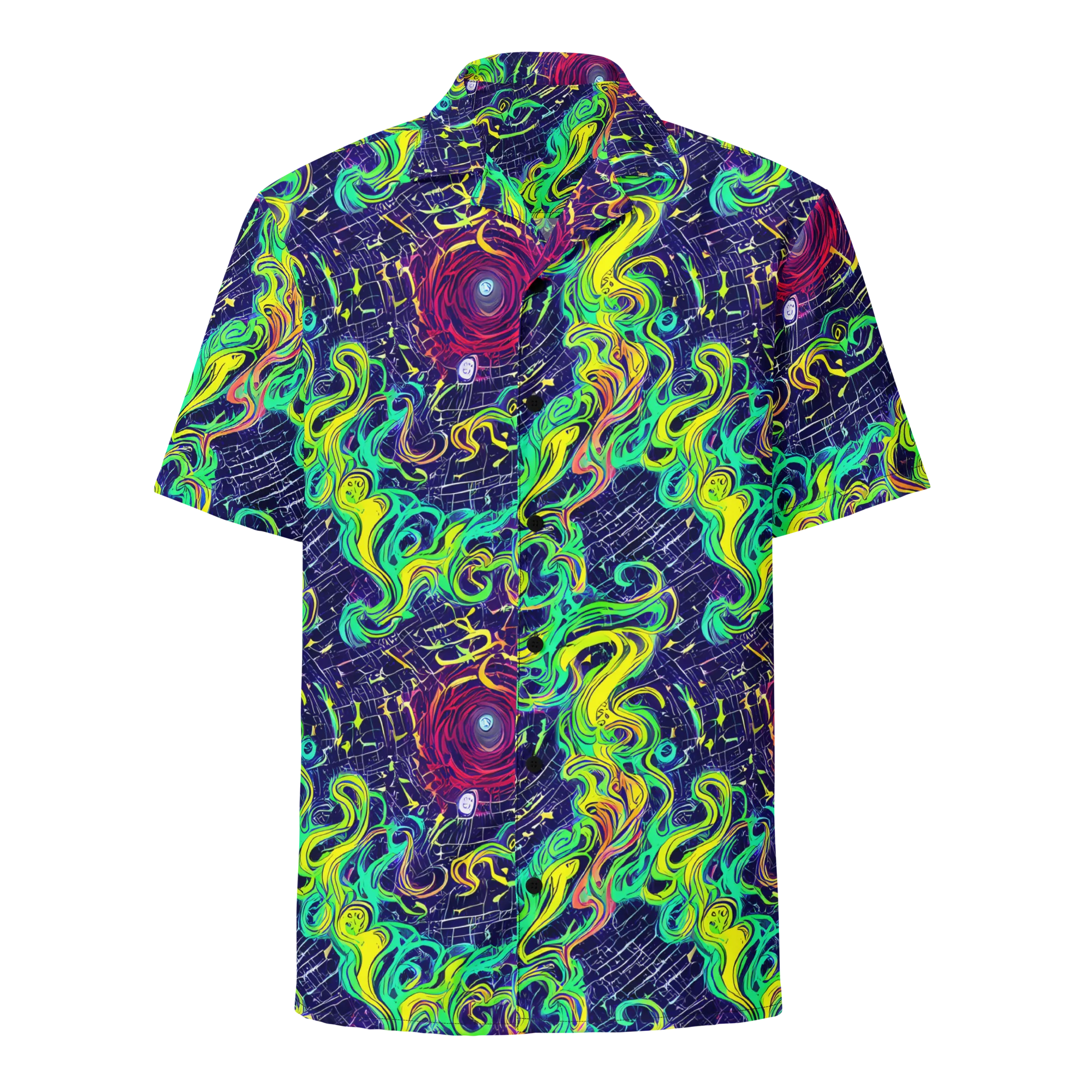 Neon Whirlwind on Button Shirt — Front