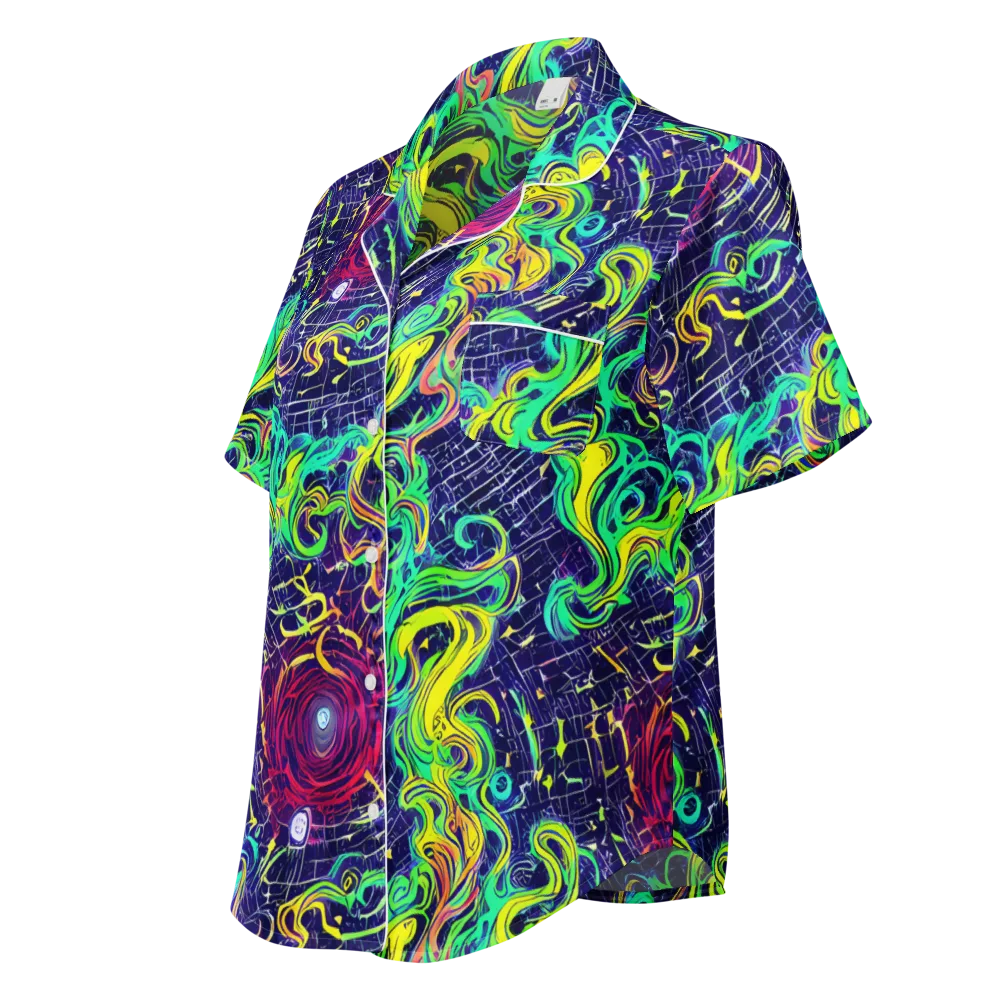 Neon Whirlwind on Women's Short Sleeve Pajama Top — Left Front