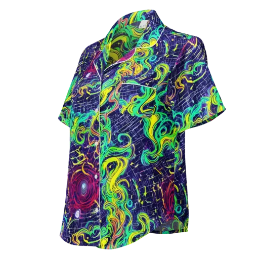 Neon Whirlwind on a Women's Short Sleeve Pajama Top