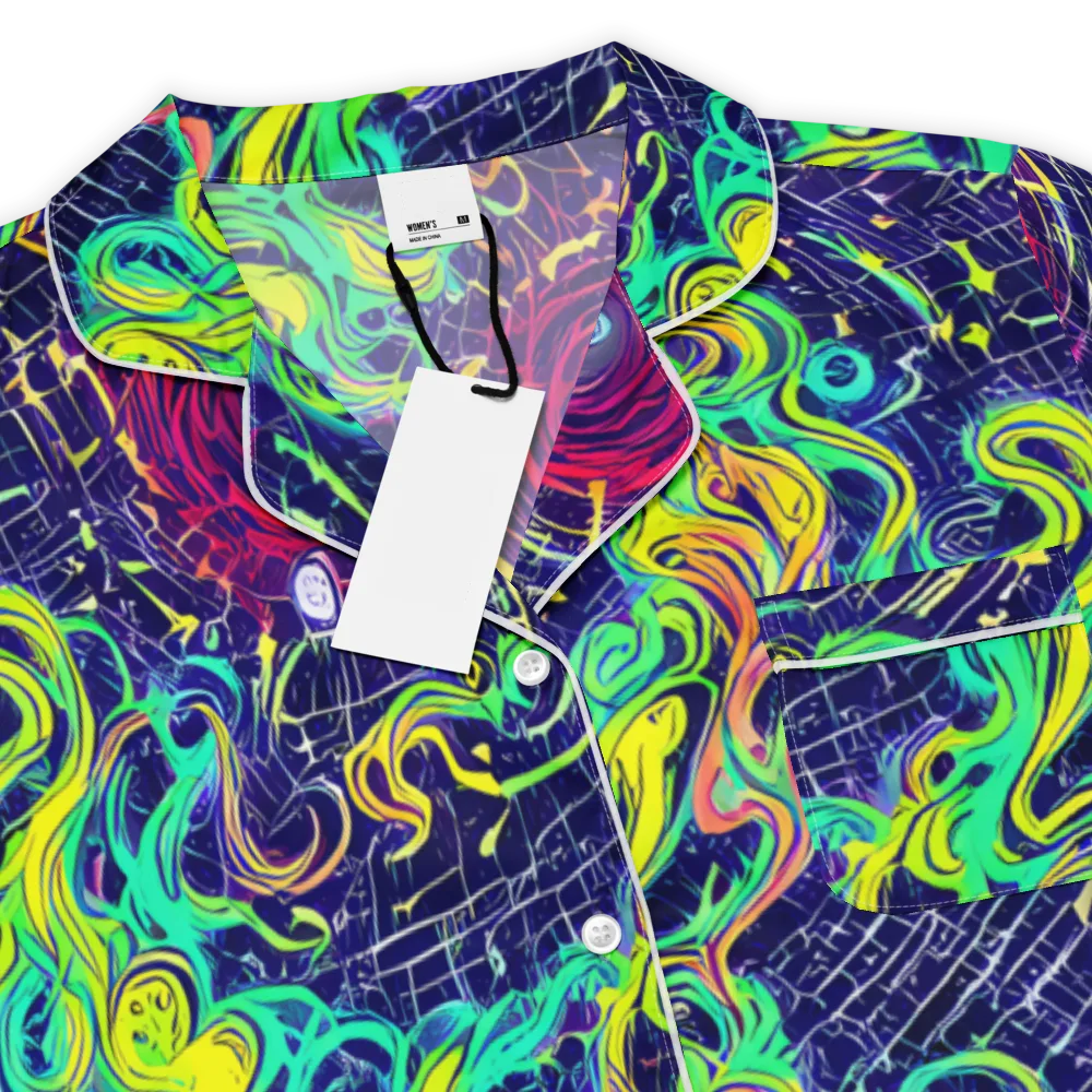 Neon Whirlwind on Women's Short Sleeve Pajama Top — Product details