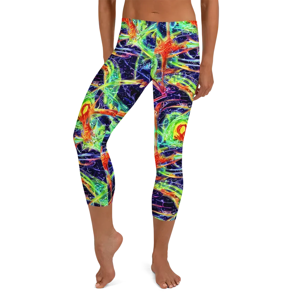 Hypercolor Mosaic on Capri Leggings — Front