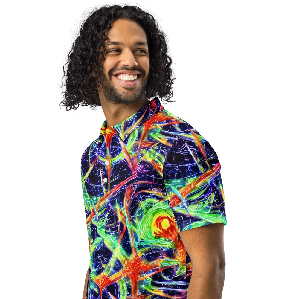 Hypercolor Mosaic on Men's Slim Fit Polo Shirt — Left Front