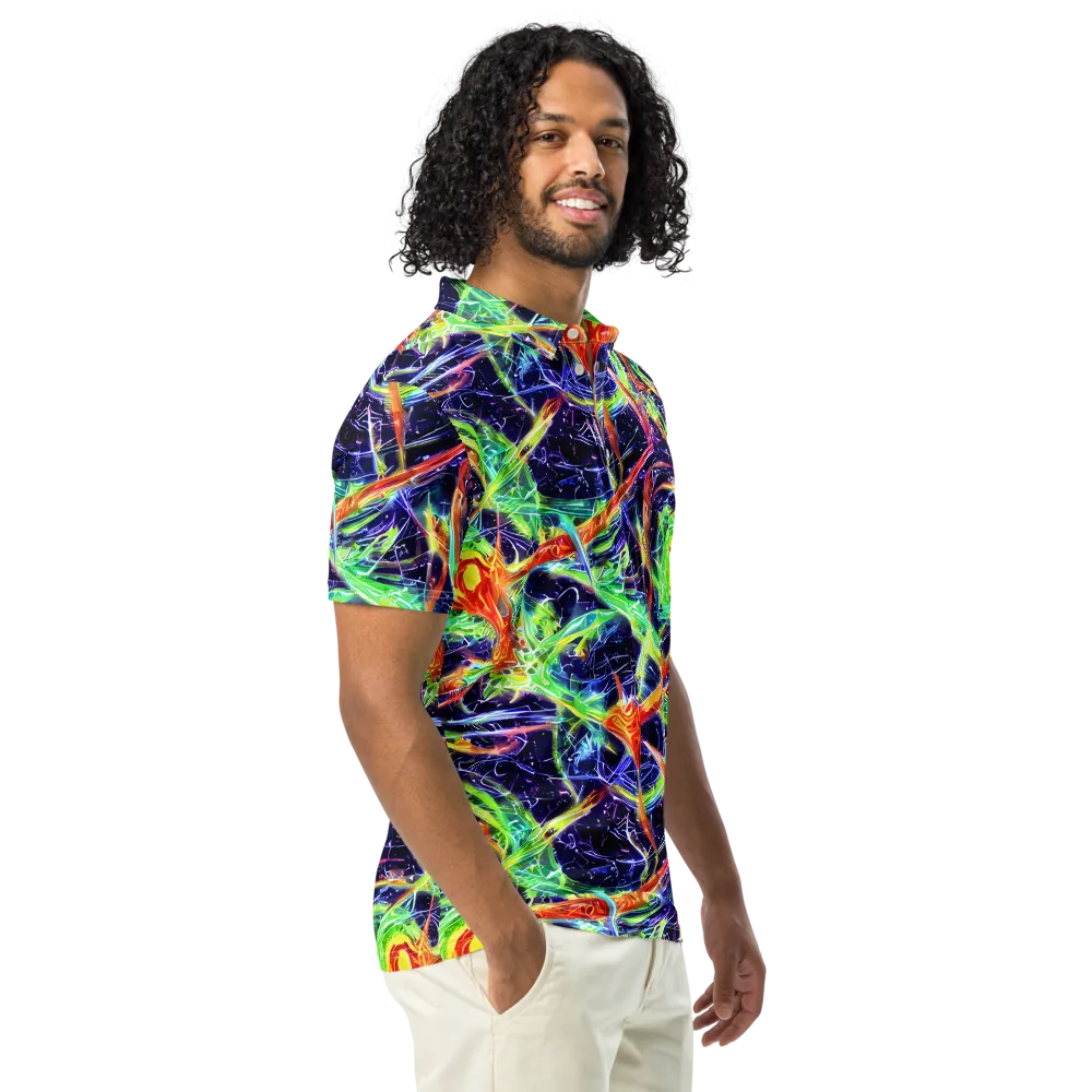 Hypercolor Mosaic on Men's Slim Fit Polo Shirt — Right Front