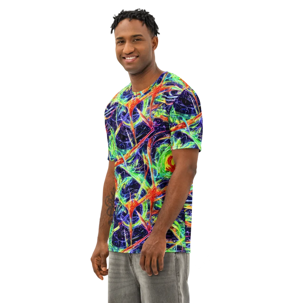 Hypercolor Mosaic on Men's Cotton Crew Neck T-Shirt — Left Front