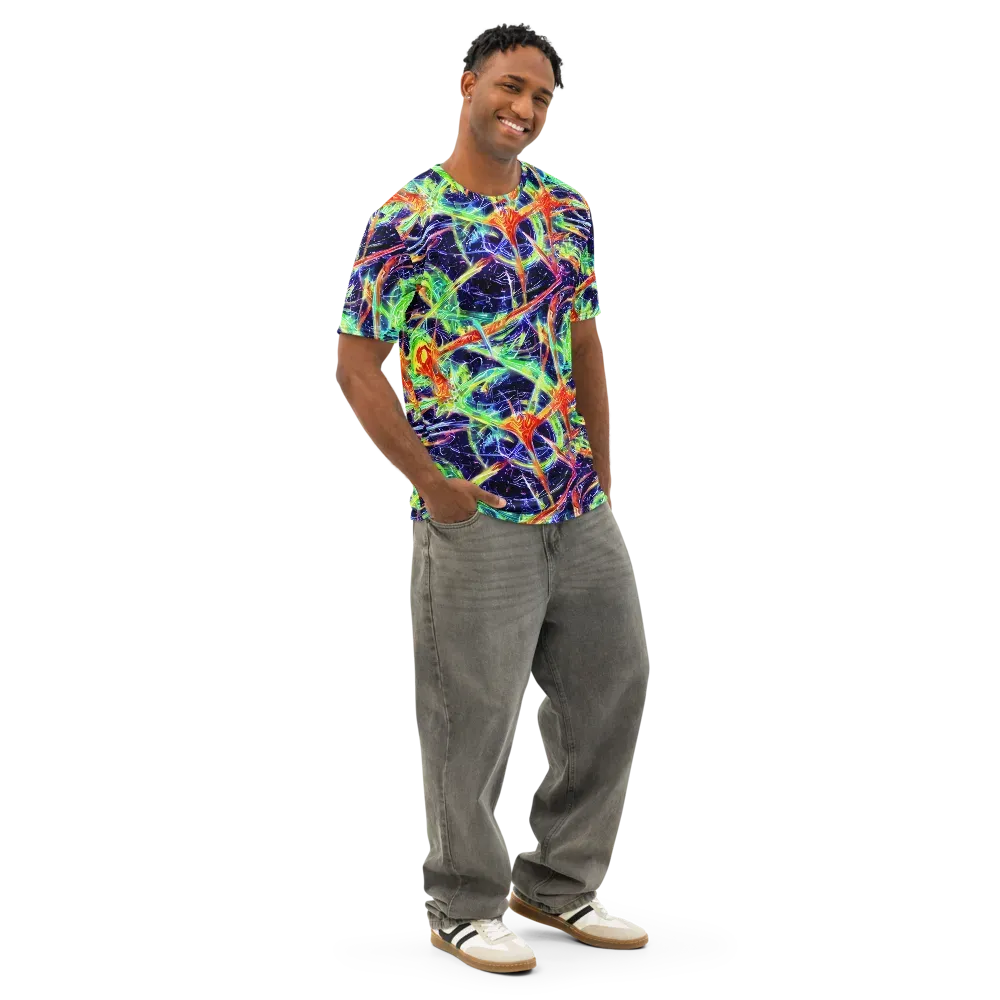 Hypercolor Mosaic on Men's Cotton Crew Neck T-Shirt — Right Front