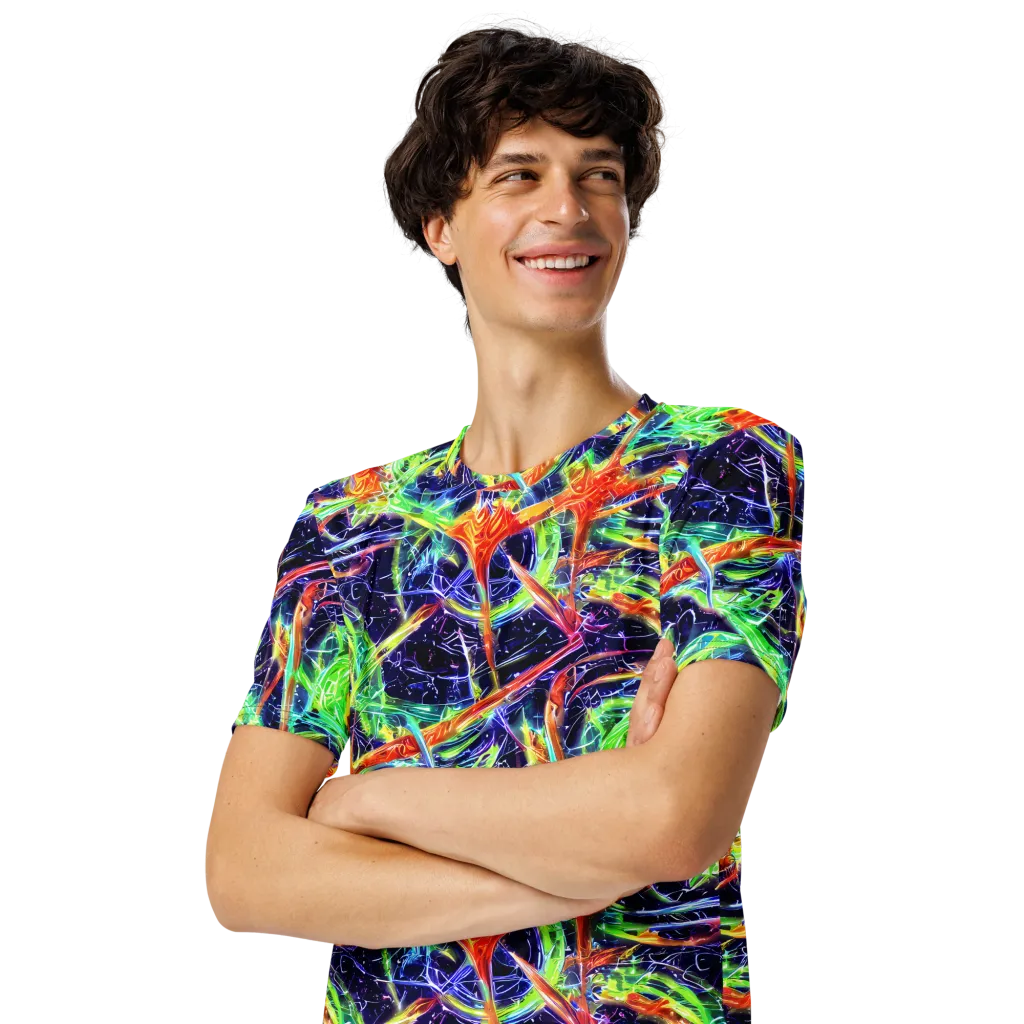 Hypercolor Mosaic on Men's Crew Neck T-Shirt — Left Front