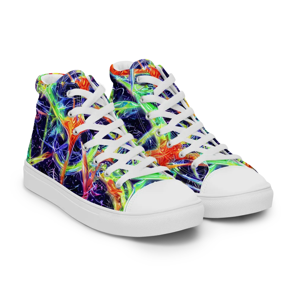 Hypercolor Mosaic on Men's High Top Canvas Shoes — Right Front