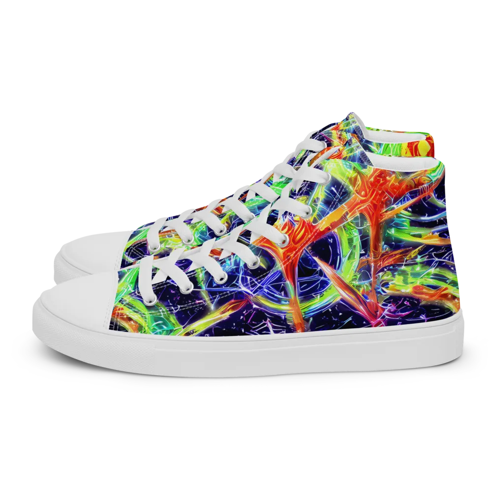 Hypercolor Mosaic on Men's High Top Canvas Shoes — Left