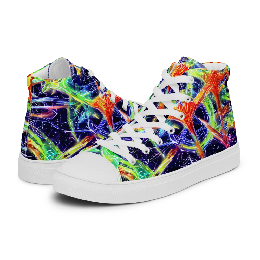 Hypercolor Mosaic on Men's High Top Canvas Shoes — Left
