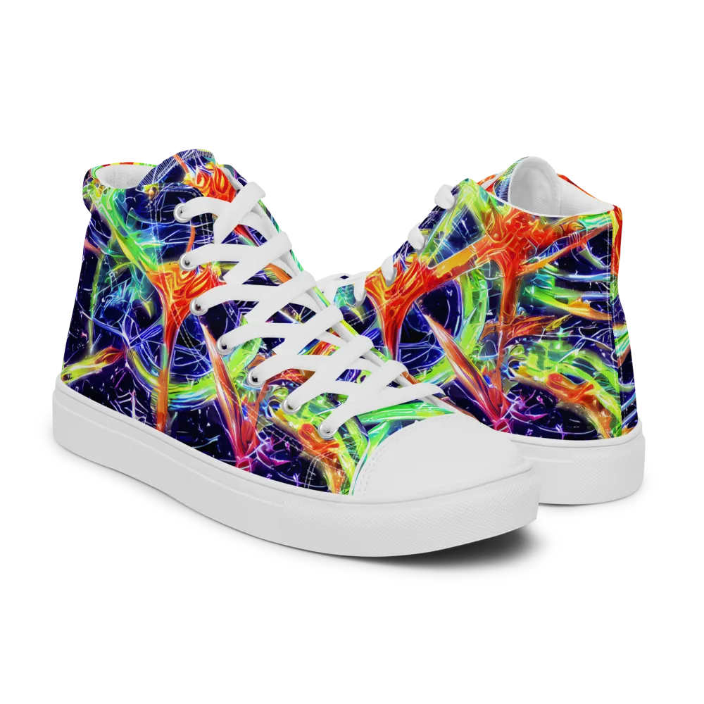 Hypercolor Mosaic on Men's High Top Canvas Shoes — Right