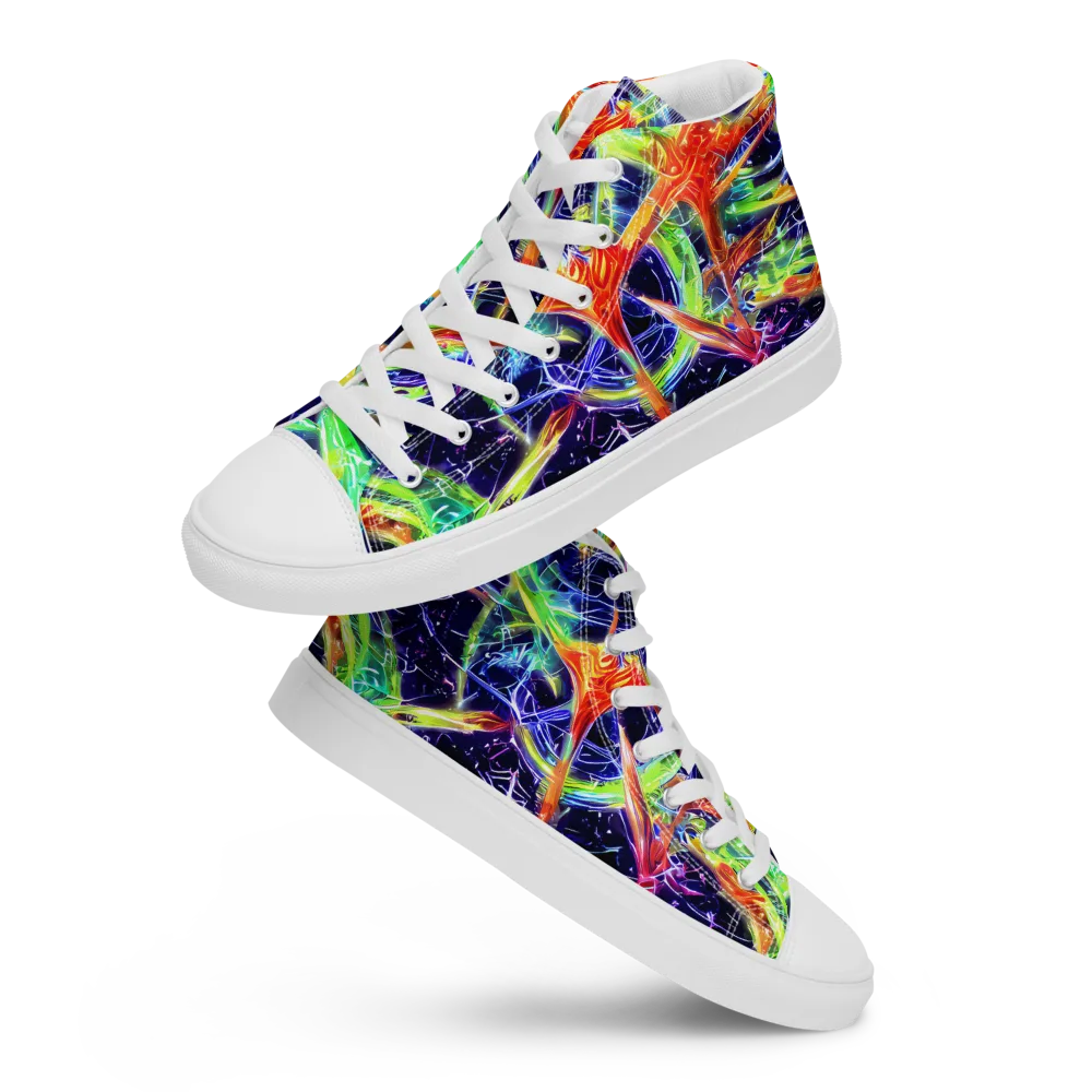 Hypercolor Mosaic on Men's High Top Canvas Shoes — Front