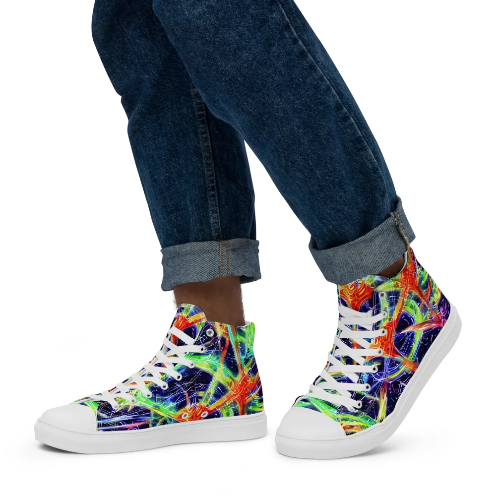 Hypercolor Mosaic on Men's High Top Canvas Shoes — Left