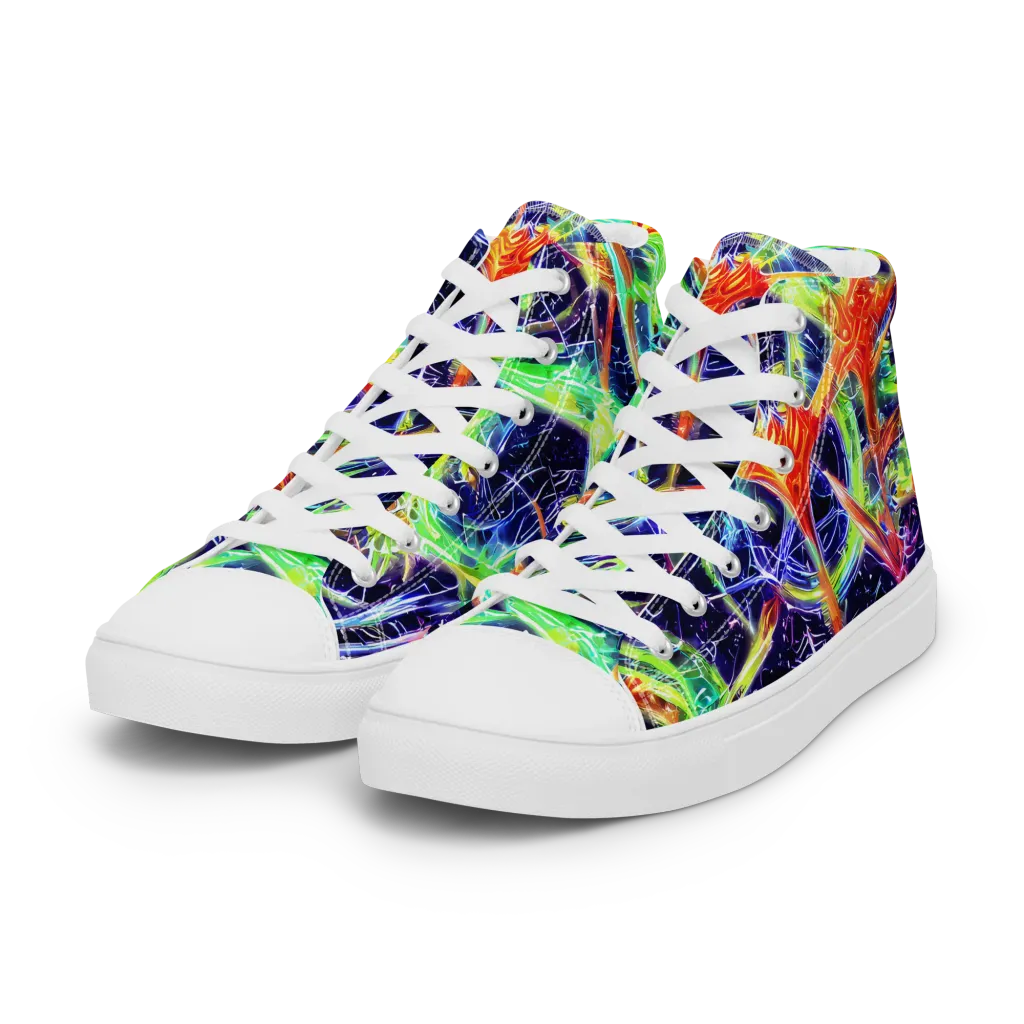 Hypercolor Mosaic on Women's High Top Canvas Shoes — Left Front