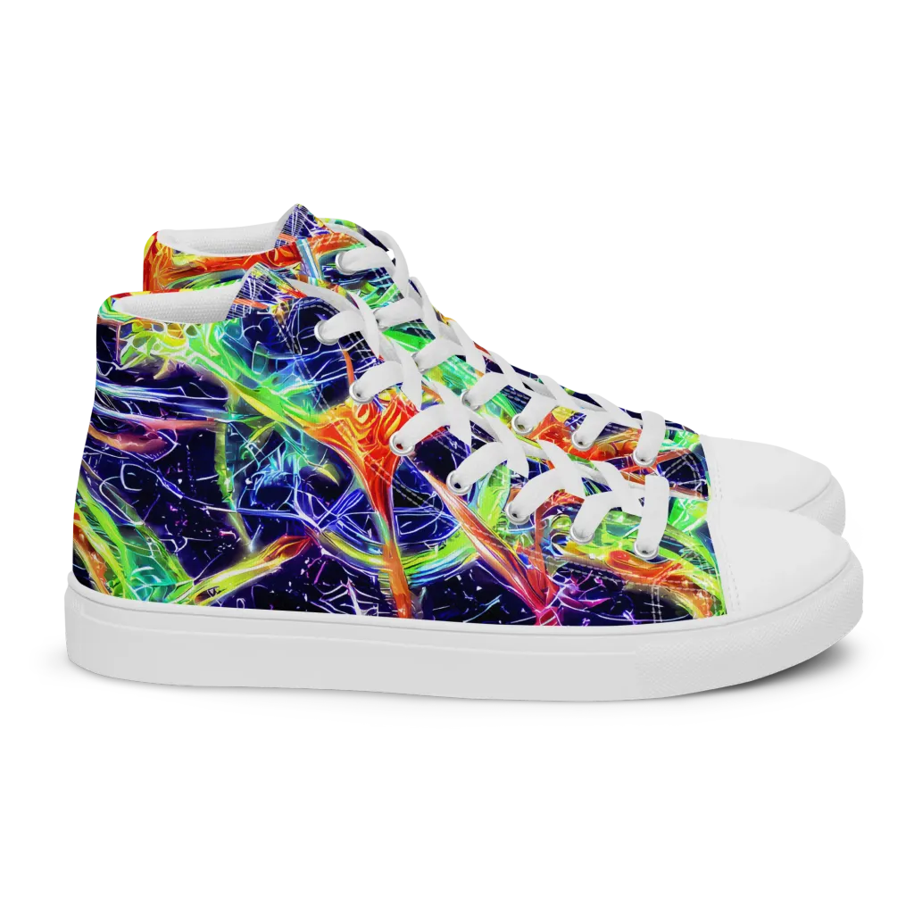 Hypercolor Mosaic on Women's High Top Canvas Shoes — Right